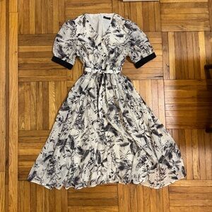 Floral Black and White Women's Dress